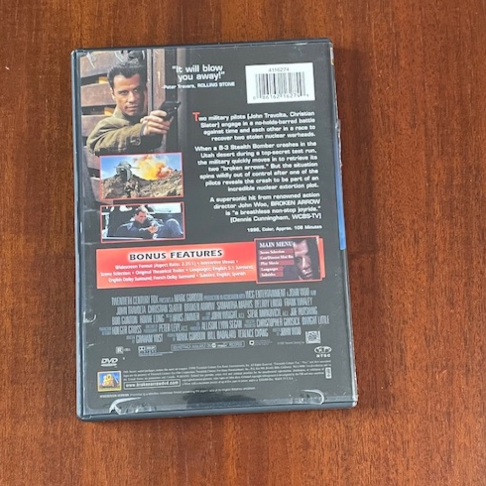 DVD Movie: Broken Arrow - Tavolta/Slater - Picture 2 of 2